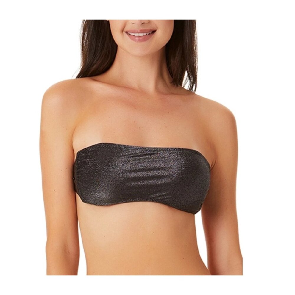 NWT California Waves Ladies' Shine Bandeau Top Black Shimmer Sz XL $40 FF400